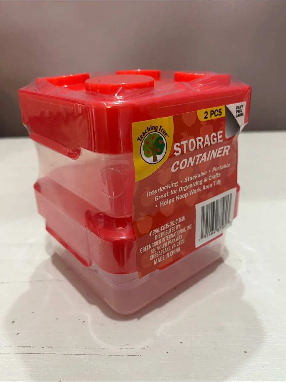 Lego Inspired Stackable Plastic Storage Containers Set-Blue, Red, Green, Yellow